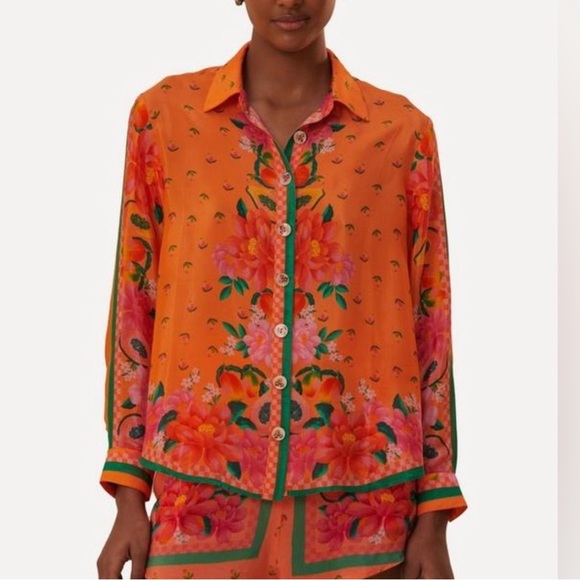 Farm Rio Fruit Garden Long-Sleeve Buttondown Shirt - Picture 1 of 12
